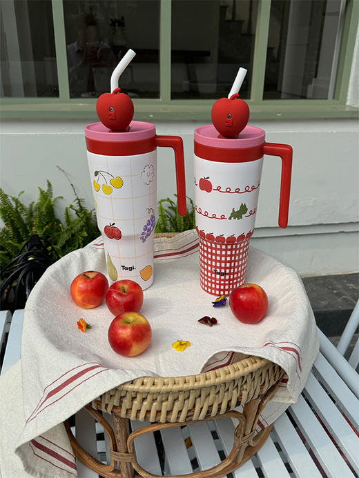 TAGI 爆米花双吸管咖啡保温杯 葡萄玉米 商品图4