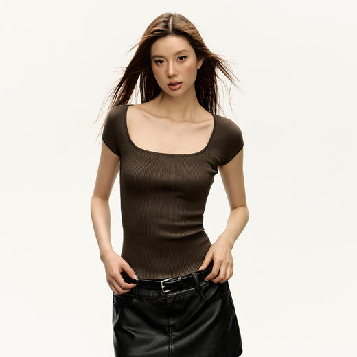 Ariseism 美式复古针织短袖t恤女2025夏季新款修身显瘦辣妹上衣 商品图1