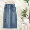 PY-2025年新款高腰显瘦中长裙一步直筒裙刺绣花朵牛仔裙半身裙女SRS&WM8937 商品缩略图2