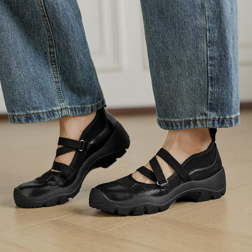 【预售5天】复古运动登山鞋新款百搭厚底真皮圆头芭蕾风玛丽珍单鞋MX&mx89921 商品图0