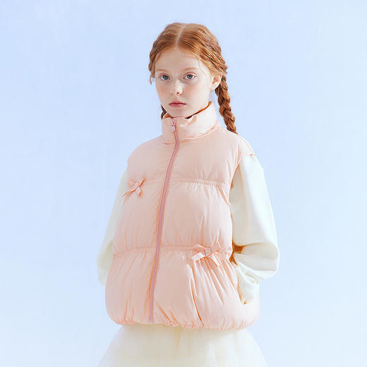 笛莎Deesha 童装女童羽绒马甲2025冬新款女童甜美可爱蝴蝶结花苞型羽绒马甲 商品图1