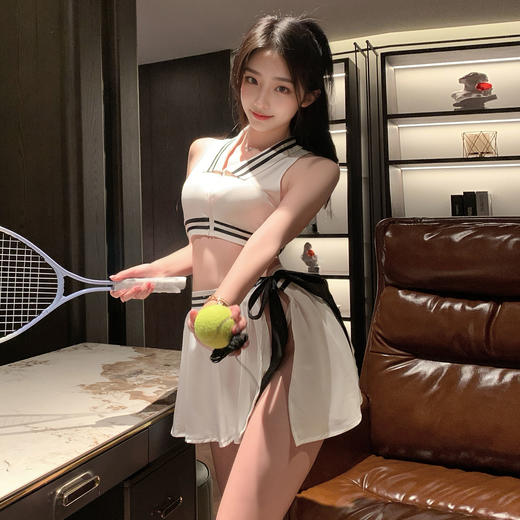 霏慕 网球女神运动分体套装ZY38 原创情趣内衣热辣性感风网球制服大尺度免脱约会战袍 商品图7