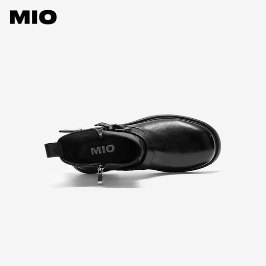 MIO米奥水洗牛皮切尔西靴皮带扣擦色褶皱马丁靴女鞋M255672601 商品图3