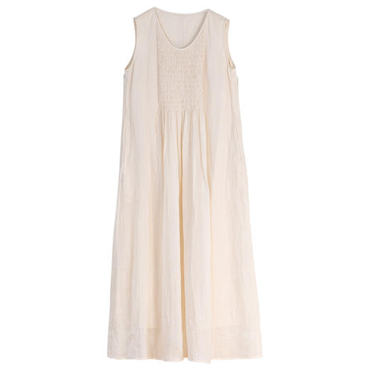 牧衣游原创 净色苎麻连衣裙新款轻薄柔软宽松气质无袖长裙 幽眠 商品图3