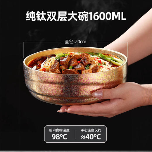 【纯钛双层大碗】家用中式吃饭碗多色亮面大汤碗分餐饭碗轻奢高档餐 商品图0