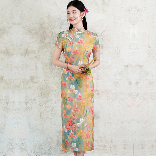 夏季旗袍改良云锦连衣裙日常可穿WC8771 商品图0