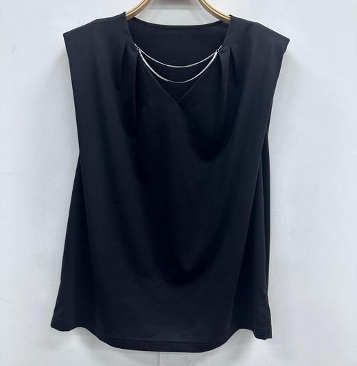 NC配金属链V领盖袖小衫50513（黑）夏季952520340321 商品图0