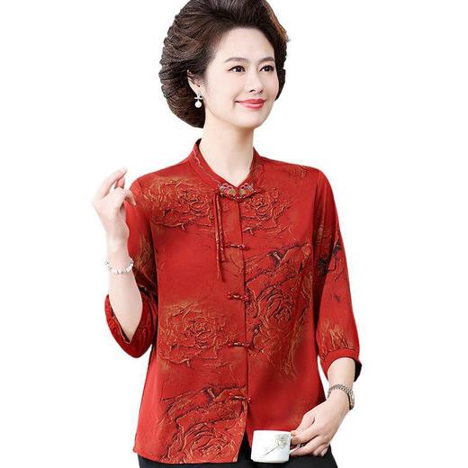 W592-2589-80-118春夏装重磅真丝衬衫女洋气中老年衬衣桑蚕丝长袖T恤小衫 商品图4