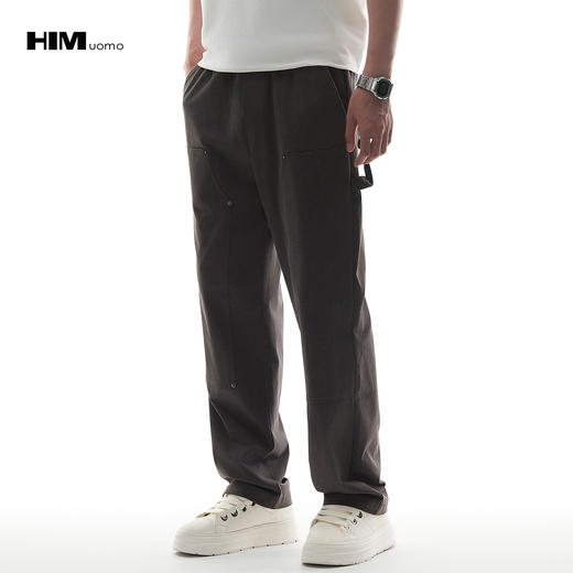 HIM漢崇 可调抽绳松紧腰舒适透气宽松百搭工装休闲裤男 2026春季 商品图0