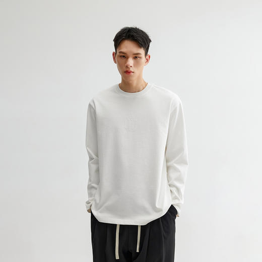 【商场同款】CHINISM赤尘 纯色印花长袖T恤男春季新款亲肤打底衫 商品图2