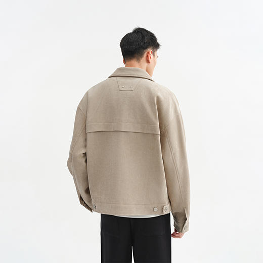 CHINISM赤尘 基础款仿麂皮绒夹克男春秋简约短绒男士黑色工装外套 商品图4