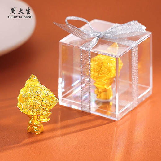 周大生黄金摆件足金硬金浪漫玫瑰花苹安工艺品投资金送女友礼物 商品图3
