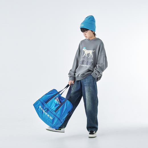 蓝汽水25年秋季新款亲子装中大男童连帽小狗印花卫衣宽松休闲上衣 商品图3