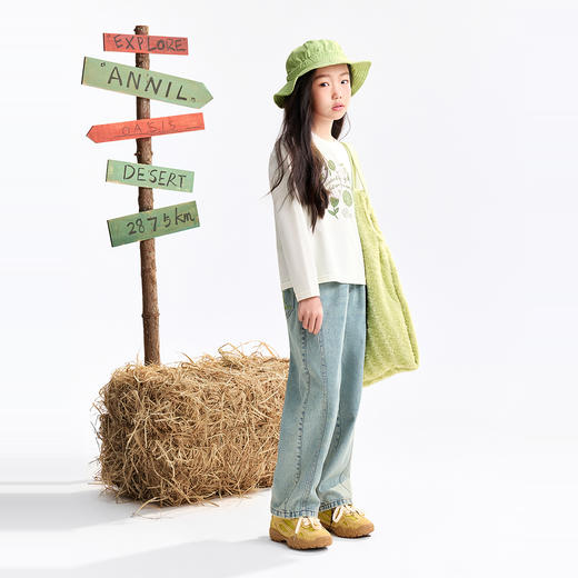 女童全腰牛仔单裤秋季新款安奈儿童装EG536528 商品图5
