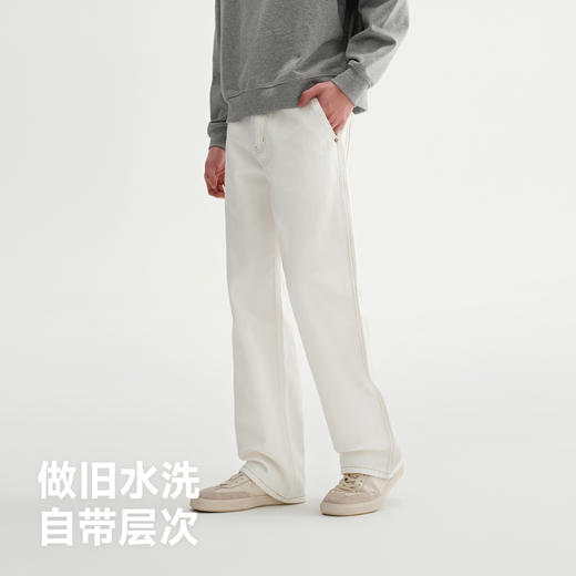 CHINISM赤尘 白色牛仔裤男美式夏季休闲直筒宽松裤子复古男士长裤 商品图1