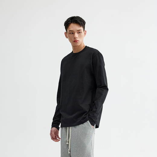 CHINISM赤尘 easy系列 250G纯棉亲肤长袖T恤男春季纯色基础打底衫 商品图2