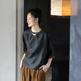 牧衣游原创 19姆米大漆香云纱衬衫复古高级感禅意真丝上衣 雪韵