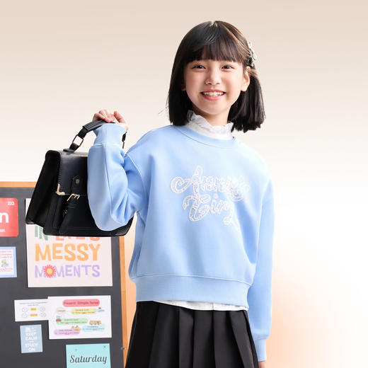 女童圆领长袖卫衣秋季新款安奈儿童装EG531534 商品图1
