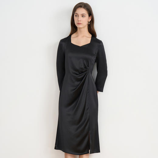 EITIE爱特爱秋季新款气质粉色收腰显瘦连衣裙7907622 商品图9