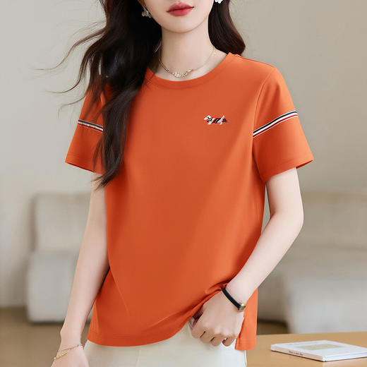 雀说圆领白色正肩短袖t恤新款夏季爆款女装衣服上衣半袖体恤衫AL20144 商品图0