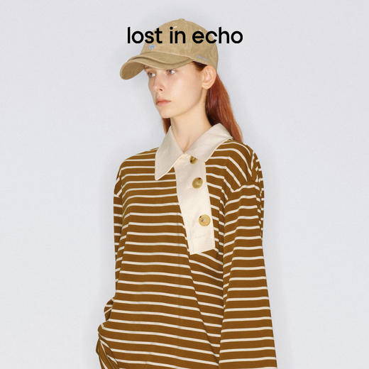 lost in echo2025早秋新款独特个性双层帽檐纯棉刺绣logo棒球帽 商品图0