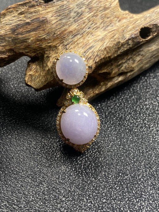 【FC0113】18K镶嵌翡翠紫罗兰蛋面二合一吊坠  色泽浓郁 颗颗完美 优雅内敛 商品图2