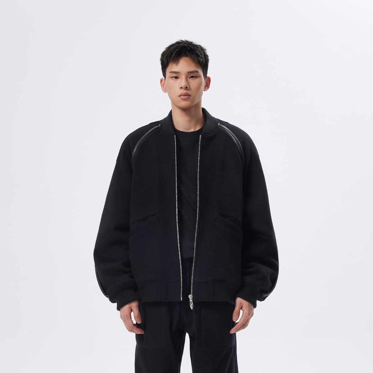 CHINISM赤尘 重磅羊毛呢绒毛呢外套男冬季夹棉棒球夹克男士外套