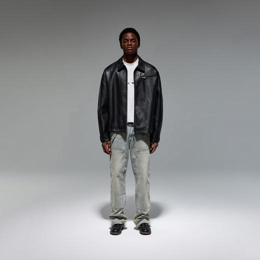 CHINISM赤尘 黑色皮衣外套男春秋新款皮衣男士机车翻领PU皮夹克 商品图4
