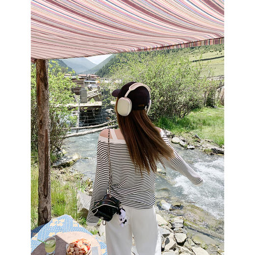 <曾小咸推荐>3.21现货秒杀 ！微信超特价！韩系一字肩条纹长袖T恤 日常149.99 立减90 秒杀59.99！！ 商品图4