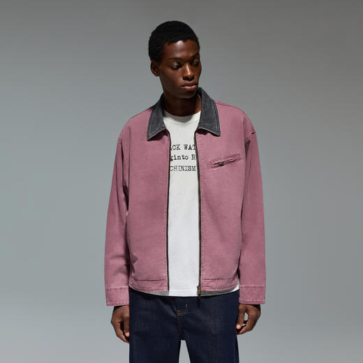 CHINISM赤尘 撞色翻领底特律夹克男秋季美式复古短款男士工装外套 商品图2