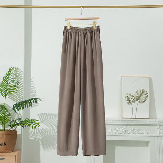 丁摩新款真丝裤休闲裤女长裤桑蚕丝直筒裤大码宽松垂感裤子AL1000401 商品图3