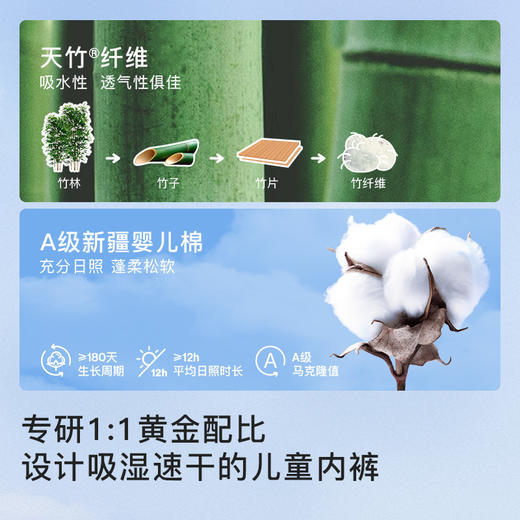 likeuu男女童内裤5条装竹纤维排汗抗菌内裤三角平角透气 商品图1