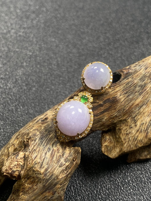 【FC0113】18K镶嵌翡翠紫罗兰蛋面二合一吊坠  色泽浓郁 颗颗完美 优雅内敛 商品图1