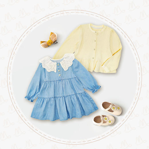 棉果果秋季新品女童永恒蓝牛仔翻领连衣裙M322700225431 商品图0