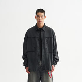 【商场同款】CHINISM赤尘 莱赛尔刺绣长袖衬衫男春季做旧水洗衬衣