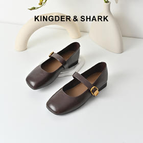 经典鲨2025秋季专柜新款复古方头浅口平底舒适日常通勤单鞋女KW89-517052