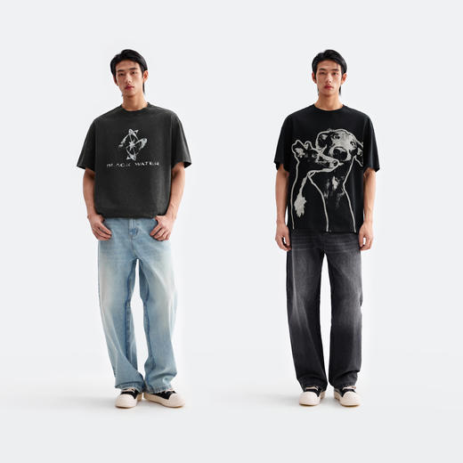 CHINISM赤尘 水洗复古弯刀牛仔裤男2025夏季新款男士直筒宽松裤子 商品图3