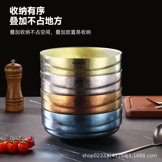 【纯钛双层大碗】家用中式吃饭碗多色亮面大汤碗分餐饭碗轻奢高档餐 商品图1