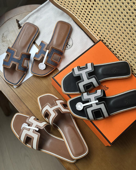 现货 THS-限时 爱马家 拼色织带款凉拖 平跟拖鞋 高跟拖鞋 6色 BZ1257 商品图7