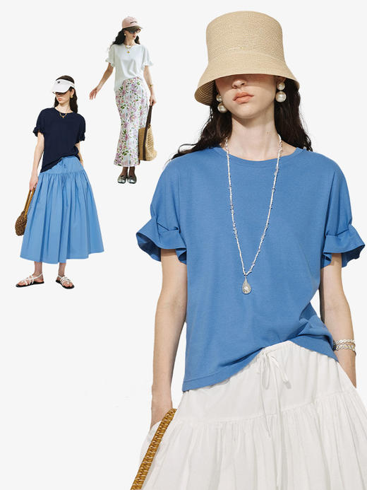 【高品质私服】【D家花苞袖超薄T恤】明媚清爽，夏日的必搭之选 进口70S超长纤维，G1505-CC【无标出货 介意慎拍】 商品图5