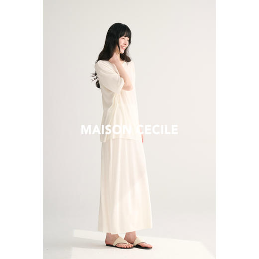 MAISON CECILE两色夏日轻透软糯莱赛尔亚麻混纺针织短袖T恤/半裙 商品图1