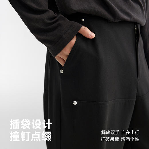 CHINISM赤尘 黑色垂感直筒西裤男秋季新款休闲长裤 商品图1