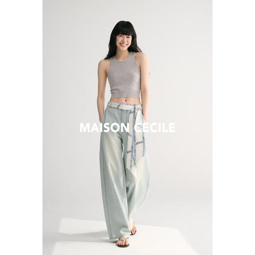 MAISON CECILE两色/夏日天丝版本轻薄垂感慵懒显瘦牛仔镰刀弧形裤 商品图3
