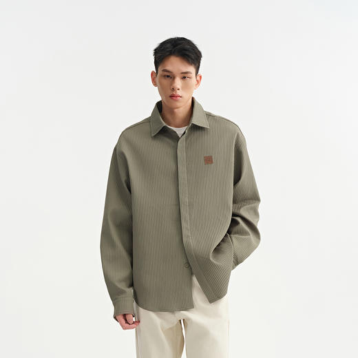 CHINISM折扣季 肌理感长袖衬衫男春季美式复古宽松休闲衬衣外套 商品图2