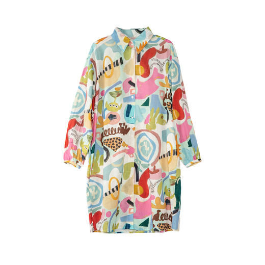 谜底花色连衣裙长袖2025秋季新款复古风印花宽松衬衫裙257ML7818 商品图4