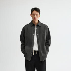 CHINISM折扣季 牙签褶宽松休闲长袖衬衫男春季纹理水洗男士衬衣