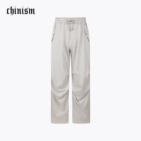 CHINISM赤尘 黑色褶皱伞兵裤男夏季新款美式纯棉男士运动休闲裤
