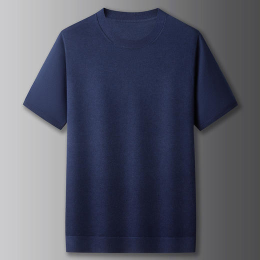 【DX】大依优型大码男士圆领纯色短袖毛衣休闲薄款针织衫简约加肥大码秋季上衣肥佬绵羊毛衫 商品图7