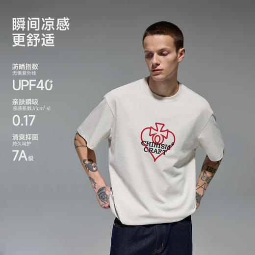 【凉感】CHINISM赤尘 CH幸运之符红桃心短袖T恤男夏季速干半袖 商品图2
