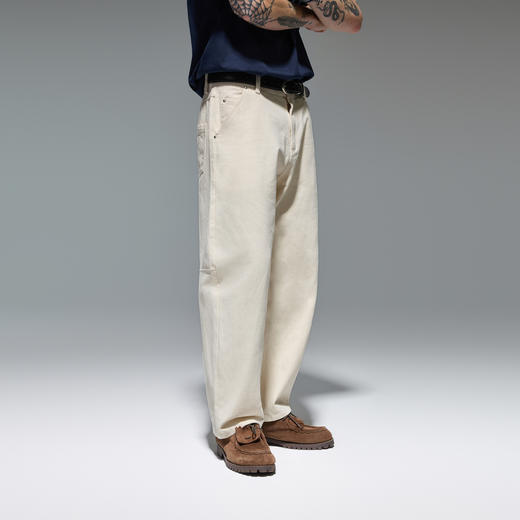 CHINISM赤尘 纯棉直筒休闲裤男秋季新款美式直筒宽松男士通勤裤子 商品图2